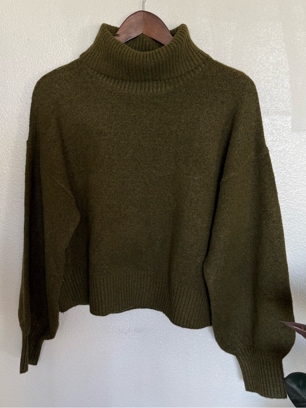 Vici Olive Green Cropped Turtleneck Sweater